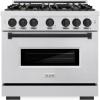 imageZLINE Autograph Edition 36 in 52 cu ft Classic Gas Range with 6 Burner Cooktop and Convection Gas Oven in Satin Stainless Steel and Matte Black Accents CGRSZ36MB