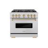 imageZLINE Autograph Edition 36 in 52 cu ft Classic Gas Range with 6 Burner Cooktop and Convection Gas Oven in Stainless Steel and Champagne Bronze Accents CGRZ36CB