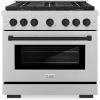 imageZLINE Autograph Edition 36 in 52 cu ft Paramount Dual Fuel Range with 6 Burner DuoPro Cooktop and Electric Convection Oven in Satin Stainless Steel and Matte Black Accents PSDRSZ36MB