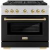 imageZLINE Autograph Edition 36 in 52 cu ft Paramount Gas Range with 6 Burner DuoPro Cooktop and Convection Gas Oven in Satin Stainless Steel with Black Matte Door andBronze Accents PSGRSZBLM36CB
