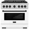 imageZLINE Autograph Edition 36 in 52 cu ft Paramount Gas Range with 6 Burner DuoPro Cooktop and Convection Gas Oven in Satin Stainless Steel with White Door and Matte Black Accents PSGRSZWM36MB