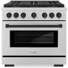 imageZLINE Autograph Edition 36 in 52 cu ft Paramount Gas Range with 6 Burner DuoPro Cooktop and Convection Gas Oven in Stainless Steel and Matte Black Accents PSGRZ36MB