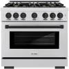 imageZLINE Autograph Edition 36 in 52 cu ft Select Dual Fuel Range with 6 Burner Gas Cooktop and Electric Convection Oven in Satin Stainless Steel with Matte Black Accents HDRSZ36MB