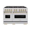 imageZLINE Autograph Edition 48 in 67 cu ft Classic Double Oven Dual Fuel Range with 8 Burner Gas Cooktop in Stainless Steel and Champagne Bronze Accents CDRZ48CB