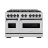 imageZLINE Autograph Edition 48 in 67 cu ft Classic Double Oven Dual Fuel Range with 8 Burner Gas Cooktop in Stainless Steel and Matte Black Accents CDRZ48MB