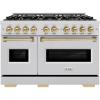 imageZLINE Autograph Edition 48 in 67 cu ft Classic Double Oven Gas Range with 8 Burner Cooktop in Stainless Steel and Champagne Bronze Accents CGRZ48CB