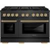 imageZLINE Autograph Edition 48 in 67 cu ft Paramount Dual Fuel Range with 8 Burner DuoPro Cooktop and Dual Ovens in Black Satin Stainless Steel and Champagne Bronze Accents PSDRBSZ48CB