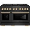 imageZLINE Autograph Edition 48 in 67 cu ft Paramount Dual Fuel Range with 8 Burner DuoPro Cooktop and Dual Ovens in Black Satin Stainless Steel and Polished Gold Accents PSDRBSZ48G