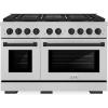 imageZLINE Autograph Edition 48 in 67 cu ft Paramount Dual Fuel Range with 8 Burner DuoPro Cooktop and Dual Ovens in Satin Stainless Steel and Matte Black Accents PSDRSZ48MB