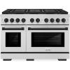 imageZLINE Autograph Edition 48 in 67 cu ft Paramount Dual Fuel Range with 8 Burner DuoPro Cooktop and Dual Ovens in Stainless Steel and Matte Black Accents PSDRZ48MB