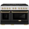imageZLINE Autograph Edition 48 in 67 cu ft Paramount Dual Fuel Range with 8 Burner DuoPro Cooktop and Dual Ovens with Black Matte Doors and Champagne Bronze Accents PSDRZBLM48CB