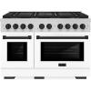 imageZLINE Autograph Edition 48 in 67 cu ft Paramount Dual Fuel Range with 8 Burner DuoPro Cooktop and Dual Ovens with White Matte Doors and Matte Black Accents PSDRZWM48MB