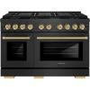 imageZLINE Autograph Edition 48 in 67 cu ft Paramount Gas Range with 8 Burner DuoPro Cooktop and Dual Ovens in Black Satin Stainless Steel and Champagne Bronze Accents PSGRBSZ48CB