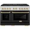 imageZLINE Autograph Edition 48 in 67 cu ft Paramount Gas Range with 8 Burner DuoPro Cooktop and Dual Ovens with Black Matte Doors and Champagne Bronze Accents PSGRZBLM48CB