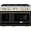 imageZLINE Autograph Edition 48 in 67 cu ft Paramount Gas Range with 8 Burner DuoPro Cooktop and Dual Ovens with Black Matte Doors and Polished Gold Accents PSGRZBLM48G