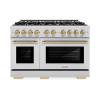 imageZLINE Autograph Edition 48 in 67 cu ft Select Double Oven Dual Fuel Range with 8 Burner Gas Cooktop in Stainless Steel and Champagne Bronze Accents HDRZ48CB