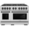 imageZLINE Autograph Edition 48 in 67 cu ft Select Double Oven Dual Fuel Range with 8 Burner Gas Cooktop in Stainless Steel and Matte Black Accents HDRZ48MB