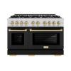 imageZLINE Autograph Edition 48 in 67 cu ft Select Double Oven Dual Fuel Range with 8 Burner Gas Cooktop in Stainless Steel with Black Matte Doors and Champagne Bronze Accents HDRZBLM48CB