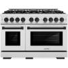 imageZLINE Autograph Edition 48 in 67 cu ft Select Double Oven Gas Range with 8 Burner Cooktop in Satin Stainless Steel and Matte Black Accents HGRSZ48MB