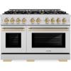 imageZLINE Autograph Edition 48 in 67 cu ft Select Double Oven Gas Range with 8 Burner Cooktop in Stainless Steel and Champagne Bronze Accents HGRZ48CB