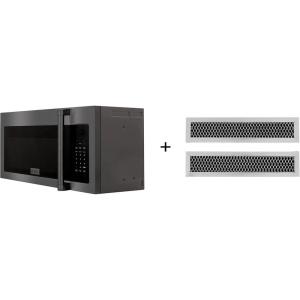 imageZLINE 30 15 cu ft Over the Range Microwave in Black Stainless Steel with Traditional Handle and Set of 2 Charcoal Filters MWOOTRCFH30BS