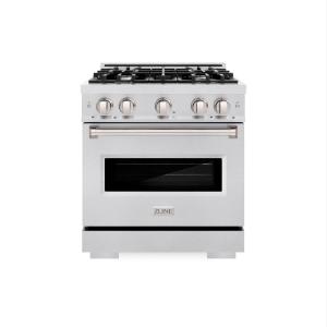 imageZLINE 30 in 42 cu ft Classic Dual Fuel Range with 4 Burner Gas Cooktop and Electric Convection Oven in Satin Stainless Steel CDRS30