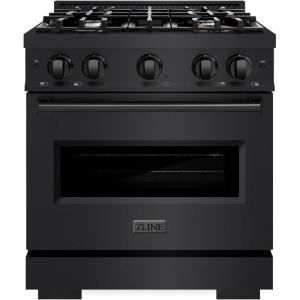 imageZLINE 30 in 42 cu ft Classic Gas Range with 4 Burner Cooktop and Convection Gas Oven in Black Stainless Steel CGRB30