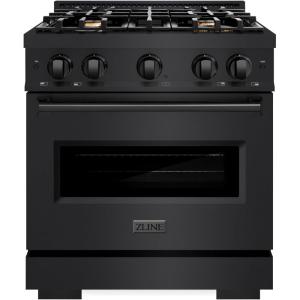 imageZLINE 30 in 42 cu ft Classic Gas Range with Convection Gas Oven in Black Stainless Steel with 4 Brass Burners CGRBBR30