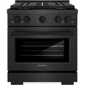 imageZLINE 30 in 42 cu ft Paramount Gas Range with 4 Burner DuoPro Cooktop and Convection Gas Oven in Black Satin Stainless Steel PSGRBS30