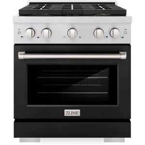 imageZLINE 30 in 42 cu ft Paramount Gas Range with 4 Burner DuoPro Cooktop and Convection Gas Oven with Black Matte Door PSGRBLM30