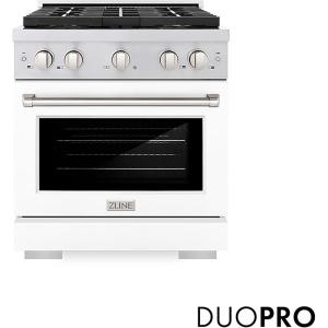 imageZLINE 30 in 42 cu ft Paramount Gas Range with 4 Burner DuoPro Cooktop and Convection Gas Oven with White Matte Door PSGRWM30
