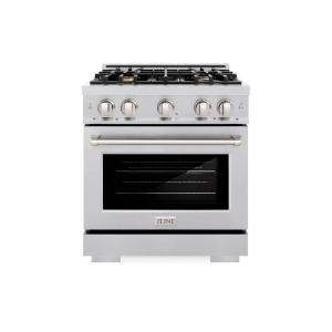 imageZLINE 30 in 42 cu ft Select Dual Fuel Range with Gas Cooktop and Electric Convection Oven in Stainless Steel with 4 Brass Burners HDRBR30
