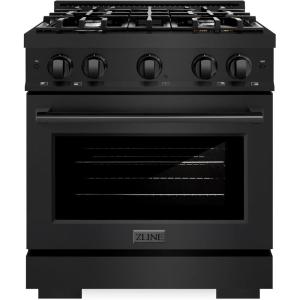 imageZLINE 30 in 42 cu ft Select Gas Range with 4 Burner Cooktop and Convection Gas Oven in Black Stainless Steel HGRB30