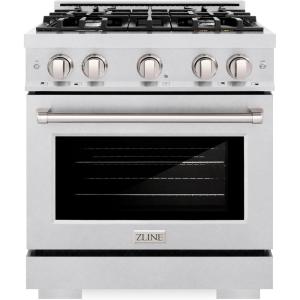 imageZLINE 30 in 42 cu ft Select Gas Range with 4 Burner Cooktop and Convection Gas Oven in Satin Stainless Steel HGRS30