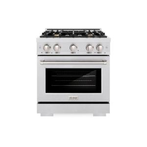 imageZLINE 30 in 42 cu ft Select Gas Range with Convection Gas Oven in Satin Stainless Steel with 4 Brass Burners HGRSBR30