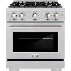 imageZLINE 30 in 42 cu ft Select Gas Range with Convection Gas Oven in Stainless Steel with 4 Brass Burners HGRBR30