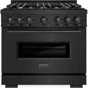 imageZLINE 36 in 52 cu ft Classic Dual Fuel Range with 6 Burner Gas Cooktop and Electric Convection Oven in Black Stainless Steel CDRB36