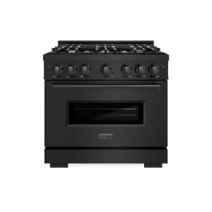 imageZLINE 36 in 52 cu ft Classic Gas Range with 6 Burner Cooktop and Convection Gas Oven in Black Stainless Steel CGRB36