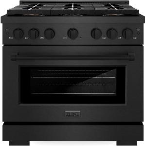 imageZLINE 36 in 52 cu ft Paramount Dual Fuel Range with 6 Burner DuoPro Cooktop and Electric Convection Oven in Black Satin Stainless Steel PSDRBS36