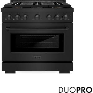imageZLINE 36 in 52 cu ft Paramount Dual Fuel Range with 6 Burner DuoPro Cooktop and Electric Convection Oven in Black Stainless Steel PSDRB36