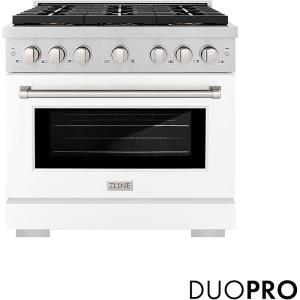 imageZLINE 36 in 52 cu ft Paramount Dual Fuel Range with 6 Burner DuoPro Cooktop and Electric Convection Oven with White Matte Door PSDRWM36