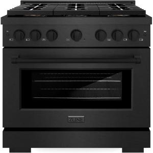 imageZLINE 36 in 52 cu ft Paramount Gas Range with 6 Burner DuoPro Cooktop and Convection Gas Oven in Black Satin Stainless Steel PSGRBS36