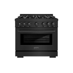 imageZLINE 36 in 52 cu ft Select Dual Fuel Range with 6 Burner Gas Cooktop and Electric Convection Oven in Black Stainless Steel HDRB36