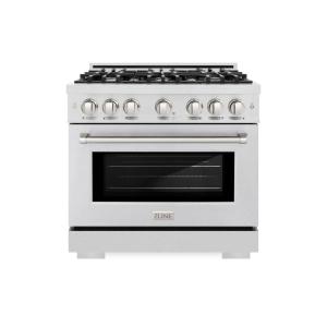 imageZLINE 36 in 52 cu ft Select Dual Fuel Range with 6 Burner Gas Cooktop and Electric Convection Oven in Satin Stainless Steel HDRS36