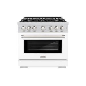 imageZLINE 36 in 52 cu ft Select Dual Fuel Range with 6 Burner Gas Cooktop and Electric Convection Oven in Stainless Steel with White Matte Door HDRWM36