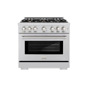 imageZLINE 36 in 52 cu ft Select Dual Fuel Range with Gas Cooktop and Electric Convection Oven in Stainless Steel with 6 Brass Burners HDRBR36
