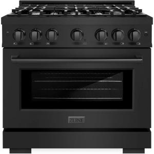 imageZLINE 36 in 52 cu ft Select Gas Range with 6 Burner Cooktop and Convection Gas Oven in Black Stainless Steel HGRB36
