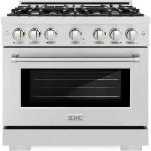 imageZLINE 36 in 52 cu ft Select Gas Range with 6 Burner Cooktop and Convection Gas Oven in Satin Stainless Steel HGRS36