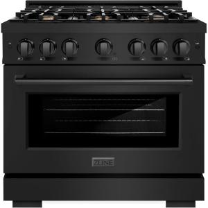 imageZLINE 36 in 52 cu ft Select Gas Range with Convection Gas Oven in Black Stainless Steel with 6 Brass Burners HGRBBR36