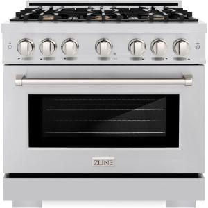 imageZLINE 36 in 52 cu ft Select Gas Range with Convection Gas Oven in Stainless Steel with 6 Brass Burners HGRBR36
